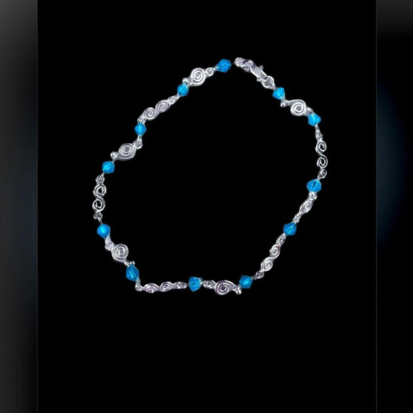 Classic Silver 925 Jewelry Topaz Crystal Gemstone Ankle Bracelet. - Picture 2 of 6